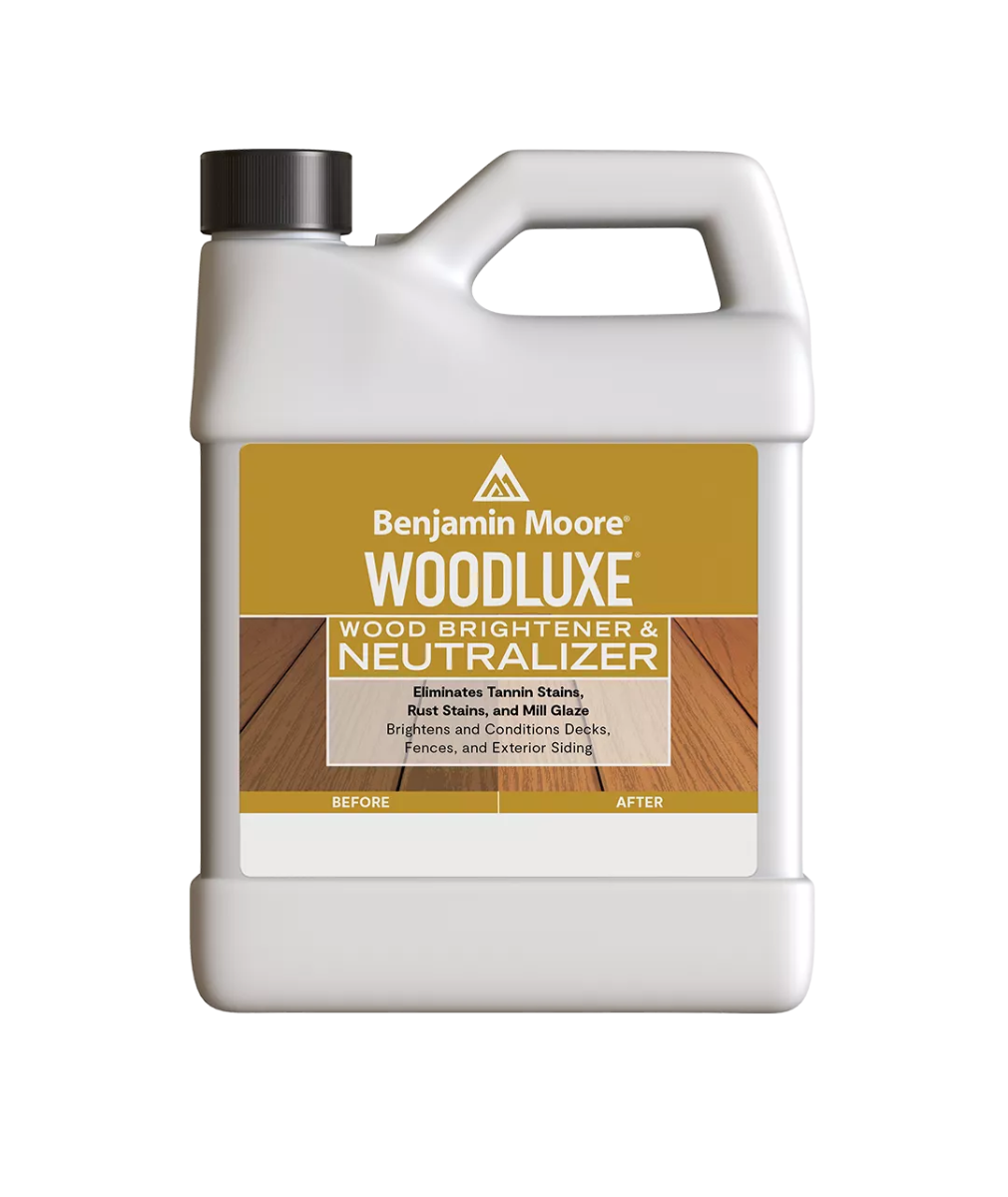 Benjamin Moore Woodluxe Wood Brightener & Neutralizer Gallon available at Southwestern Paint.