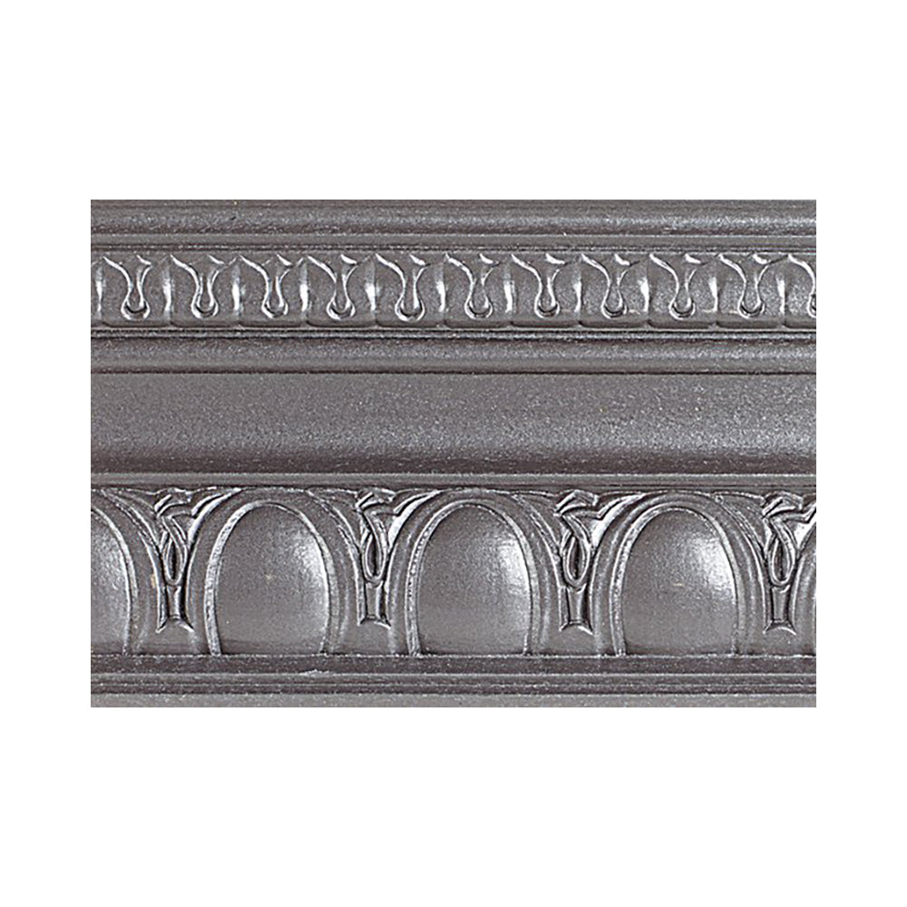 metallic pewter modern masters paint color swatch piece of moulding, available at Southwestern Paint in Houston, TX.