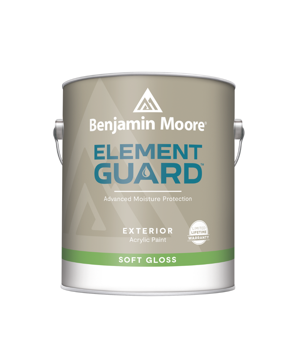 Benjamin Moore&#39;s Element Guard Exterior Flat Paint with Advanced Moisture Protection available at Southwestern Paint in Houston, TX.