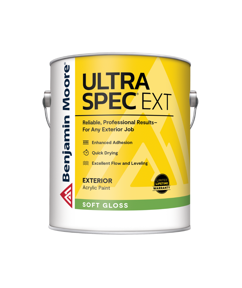 Benjamin Moore Ultra Spec® EXT Latex Paint in a soft gloss finish at Southwestern Paint Houston, TX.