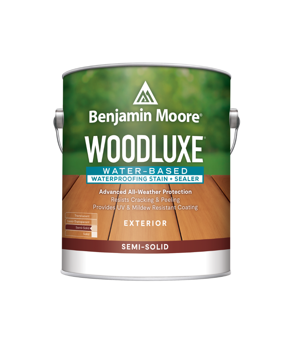 Benjamin Moore Woodluxe® Water-Based Semi-Solid Exterior Stain available at Southwestern Paint.