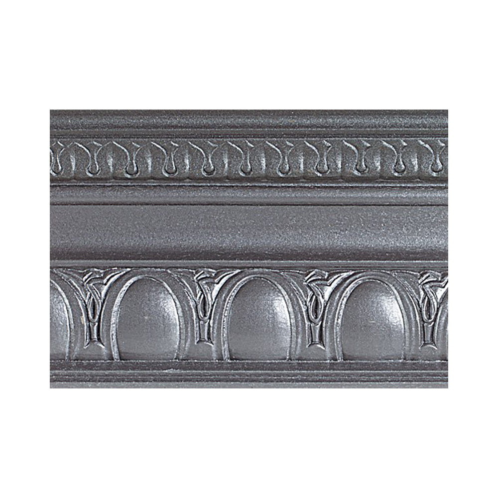 metallic steel gray modern masters paint color swatch piece of moulding, available at Southwestern Paint in Houston, TX.