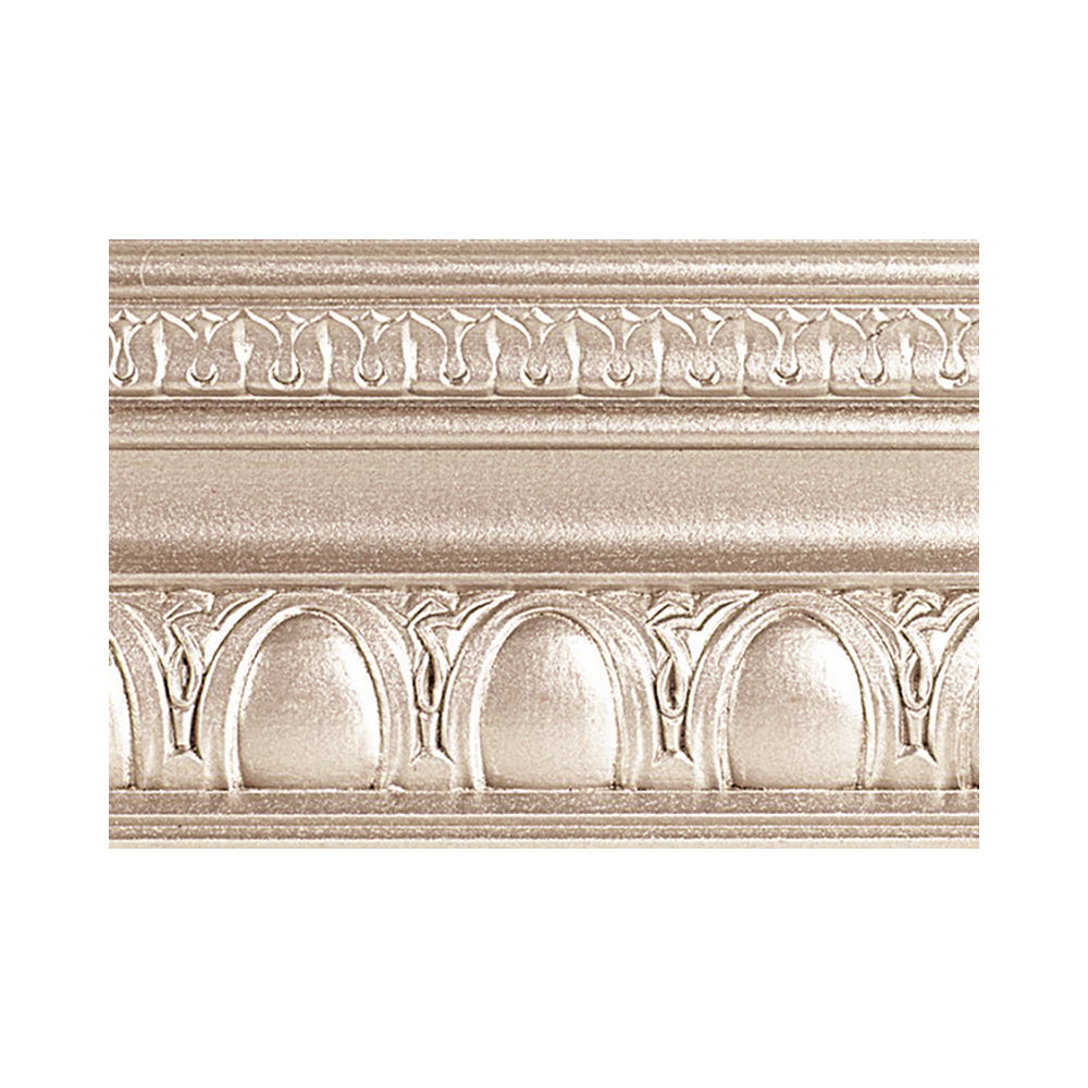 metallic warm silver modern masters paint color swatch piece of moulding, available at Southwestern Paint in Houston, TX.