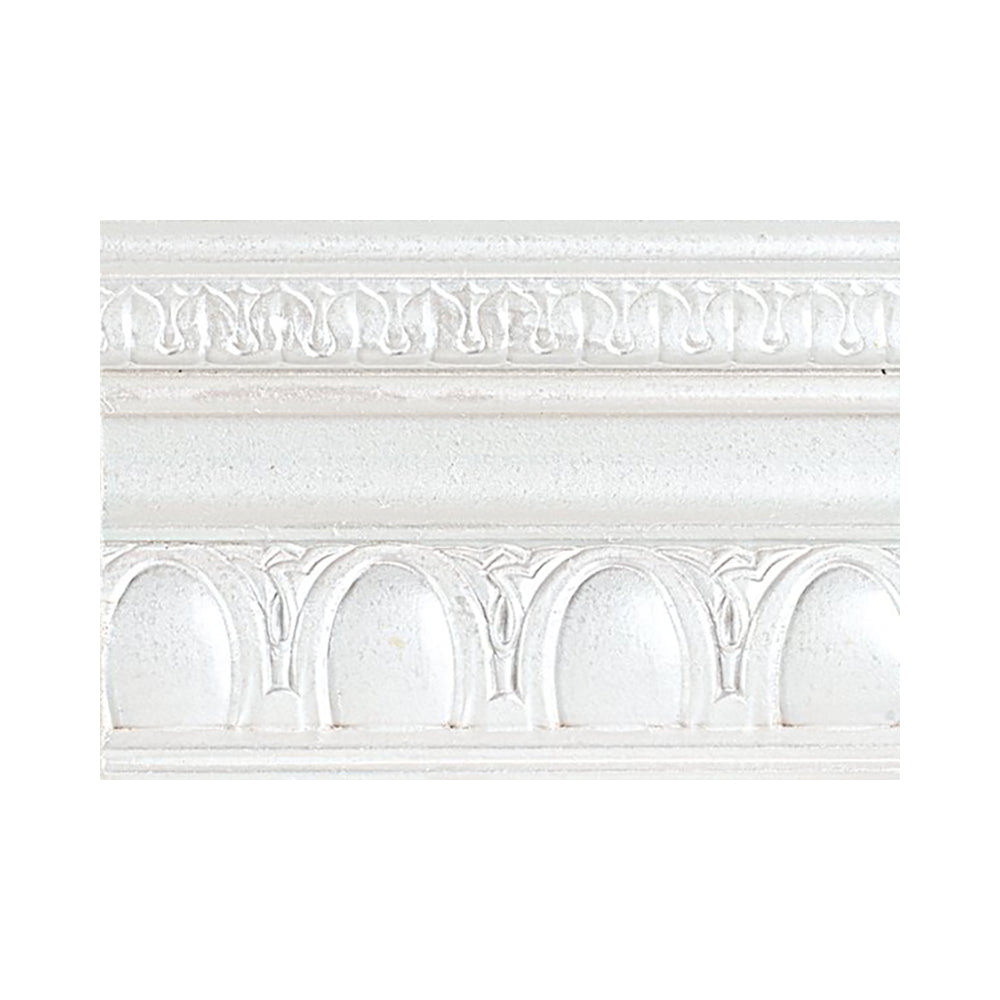 metallic pearl white modern masters paint color swatch piece of moulding, available at Southwestern Paint in Houston, TX.